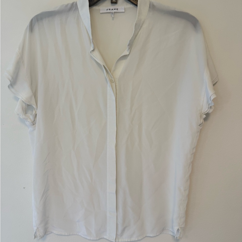 Frame Denim Women's Light Gray Button Down Shirt